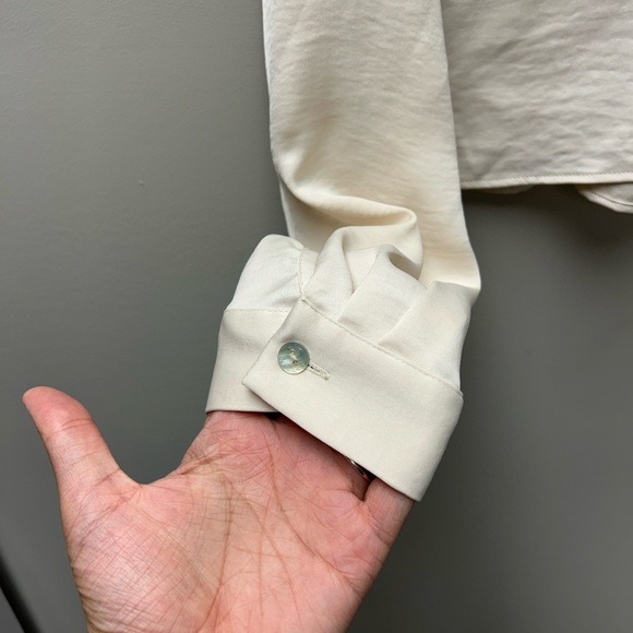 Zara Beige Cropped Satin Blouse - Picture 3 of 5